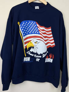 Vintage 80s Bald Eagle These Colors Don't RUN or BURN America USA Sweatshirt M-L